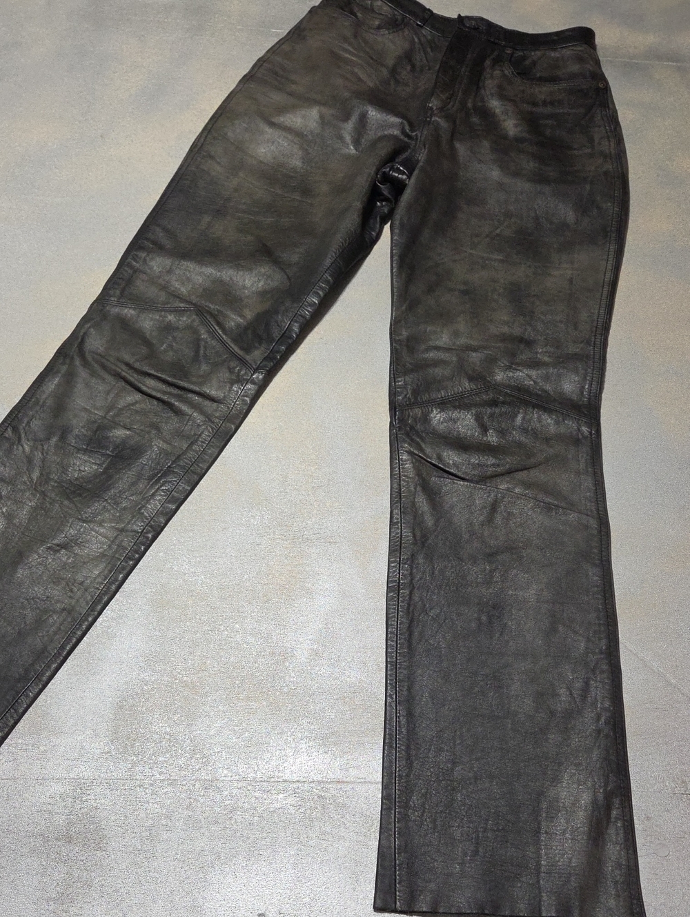 Wilsons Leather Black Straight-Leg 100% Leather Jeans VINTAGE